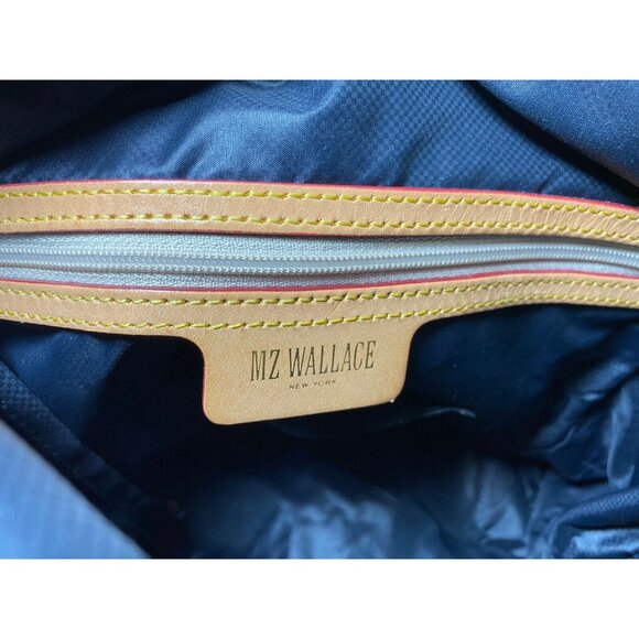 MZ WALLACE Bag DOWNTOWN Blue Burgundy Red Hobo Crossbody Purse - Picture 12 of 16